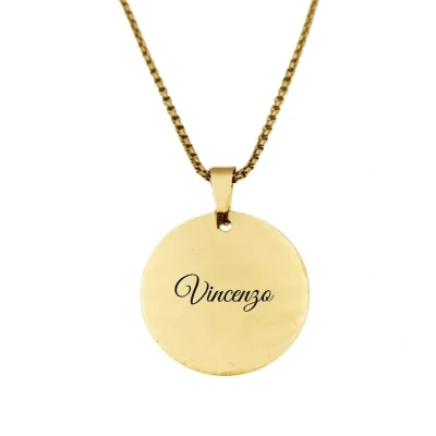 Afbeelding van Ketting RVS Met Naam Gravering Vincenzo Goud Rond