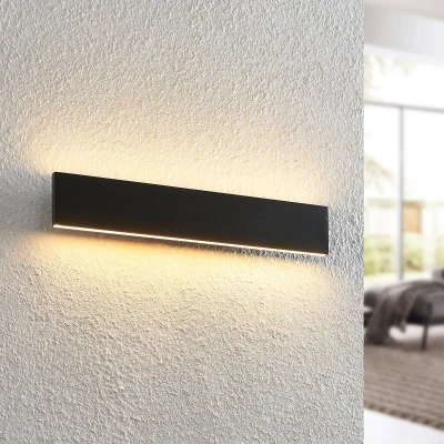 Afbeelding van Lindby LED wandlamp 2 lichts staal H: 8 cm zwart Inclusief lichtbronnen