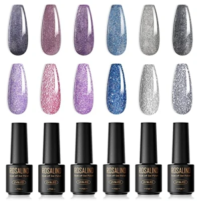Afbeelding van ROSALIND Semi Permanente Nagellak, 6 Kleuren Mini Nagellak Permanent, UV, LED, Soak, Gel, Set13