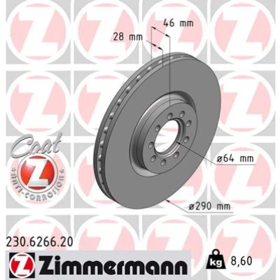 Afbeelding van Remschijf ZIMMERMANN 230.6266.20