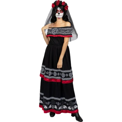 Afbeelding van FUNIDELIA Dia de los Muertos kostuum voor vrouwen Maat: XXL Zwart