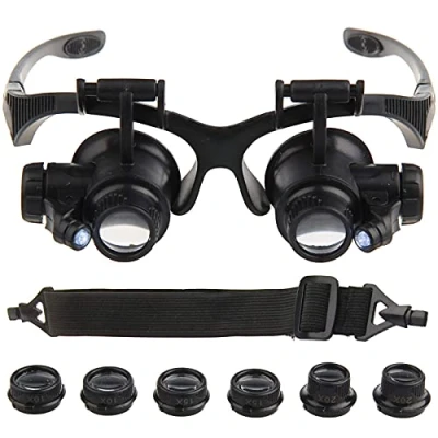 Afbeelding van Yagosodee Head Mount Vergrootglas, Vergrootglas Oogglas Loep Juwelier Horloge Reparatie Kit voor Lezen, Sieraden Loep, Elektronische