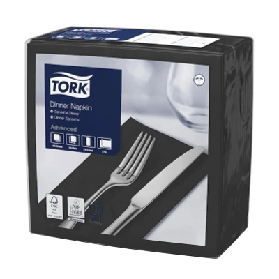 Afbeelding van Tork Dinnerservet 39x39cm 2 laags 1/8 vouw Zwart 470404