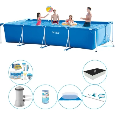 Afbeelding van Intex Frame Pool Rechthoekig 450x220x84 cm Zwembad Combinatie Deal