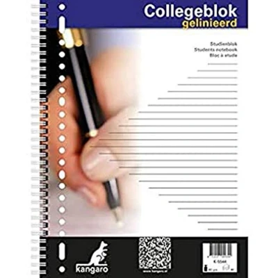Afbeelding van Kangaro collegeblok A4 lijn 60 grams spiraal 23 gaats 5 stuks K 5544