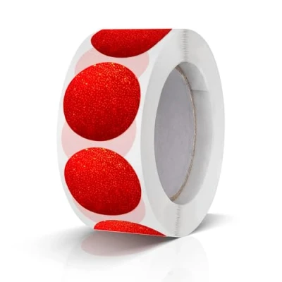 Afbeelding van 500 Stuks Ronde Stickers 25mm Kleurcodering Labels Rol Kleine Zelfklevende Stippen Glitter Rood