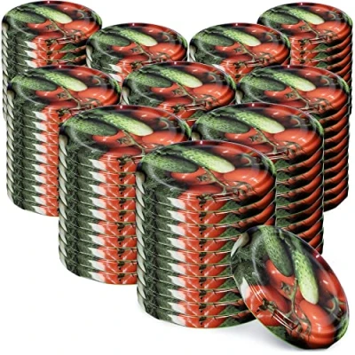 Afbeelding van KADAX Schroefdeksel met diameter van 82 mm, metalen twist off deksel, reservedeksel voor inmaakpotten en weckpotten, deksel 6 inkepingen (100 stuks, groente)