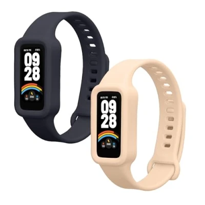 Afbeelding van kwmobile 2x horlogebandjes geschikt voor Xiaomi Redmi band 3 / Smart 9 Active bandje Smartwatch bandjes van TPU Activity tracker horloge in donkerblauw oudroze