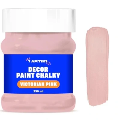 Afbeelding van 7 Artists Krijtverf Victoriaans Roze 230 ml Matte Afwerking Chalk Paint Meubelverf zonder schuren Krijtverfkleuren Houtverf Vintage Verf