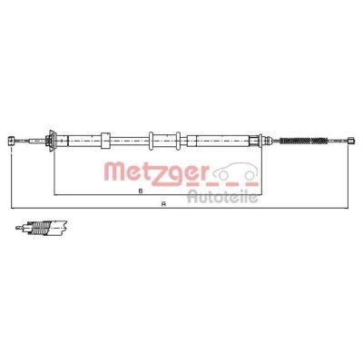 Afbeelding van METZGER 12.0701 Handremkabel Rechts achter 1430/1182mm Trommelrem COFLE FIAT: Panda II Hatchback (169) 1.1, 1.2, 1.3 D Multijet, Multijet 4x4
