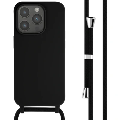 Afbeelding van Apple iPhone 15 Pro Hoesje Siliconen en TPU (zacht) iMoshion Softcase/Koordhoesje/Backcover Zwart Telefoonhoesje