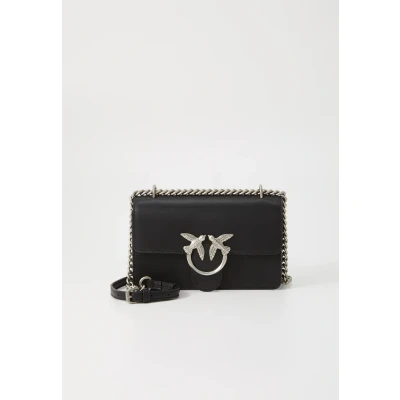 Afbeelding van Pinko, Love One Mini DC kalfsleer voor dames, zwart, eenheidsmaat, Z99o_zwart oud zilver, Eén maat