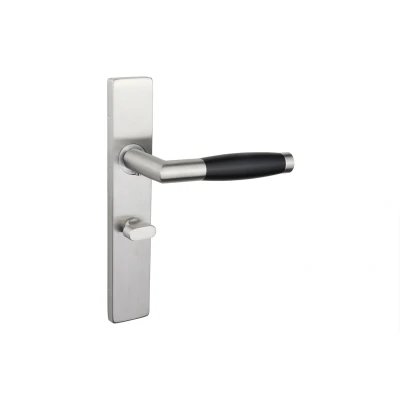 Afbeelding van Lavuzo deurkruk Ascoli RVS met rechthoekig schild WC63/8 badkamersluiting Per set