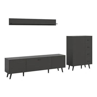 Afbeelding van Linea wandkast systeem 3 delen mat grijs.