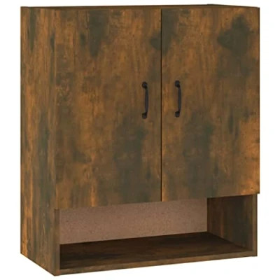 Afbeelding van vidaXL Wandkast 60x31x70 cm bewerkt hout gerookt eikenkleurig, hangkast, muurkast, zwevende kast, hangende opbergkast, opslagkast, opbergmeubel