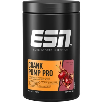 Afbeelding van ESN Crank Pump Pro, Cherry Cola, 450 g, 15 Porties, Pre Workout Booster met L Citrulline Malate Vegan Gemaakt in Duitsland, Laboratorium Getest