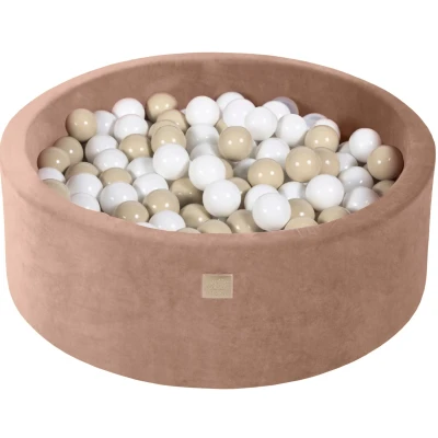 Afbeelding van Ballenbak inclusief 200 ballen Beige Ballenbakje.nl Goud Wit Transparant