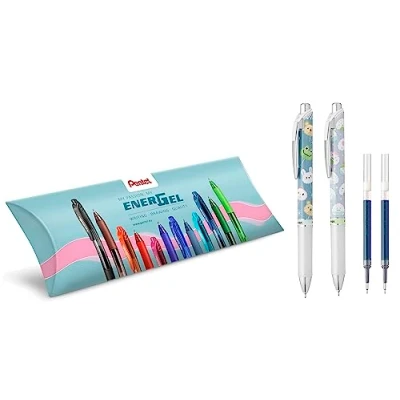 Afbeelding van Pentel BLN75KW Energel Kawaii 0,5 mm zwarte inkt 2 stuks (textuur onigiro/uchiwa) &amp; gratis blauwe vullingen