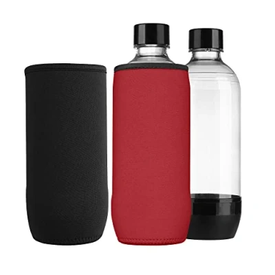 Afbeelding van kwmobile 2x flessenkoeler Hoes van neopreen compatibel met Soda Stream DUO/Terra Voor 615 ml flessen Koeler in zwart/rood