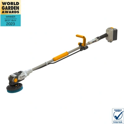 Afbeelding van Reinigingsborstel Twin brush® 18V Incl. 2.0 Ah Accu / 4.0 Oplader verlengsteel 80 CM Perfect voor het reinigen van terrassen, bestrating, huizen, campers, zwembaden, boten en meer! Maxxpack