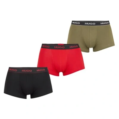 Afbeelding van HUGO Trunk Triplet 3 PACK Onderbroeken, Heren, Maat: Large, Black/red/khaki