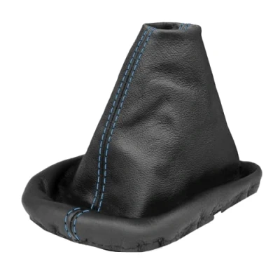 Afbeelding van L&amp;P A0032 schakelzak schakelmanchet van 100% echt leer in zwart met blauwe naad blauw