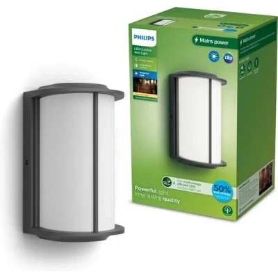 Afbeelding van Philips Reese Wandlamp UltraEfficient LED Buitenlamp 4.3W Warmwit licht; 2700K Antraciet