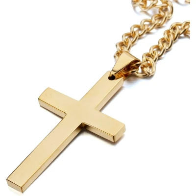 Afbeelding van Ketting met kruisje groot goudkleurig