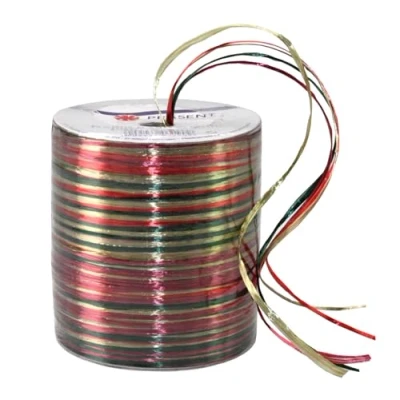 Afbeelding van C.E. Pattberg Präsent Rayon Raffia Biologisch afbreekbaar lint Goud Groen 50 meter spoel