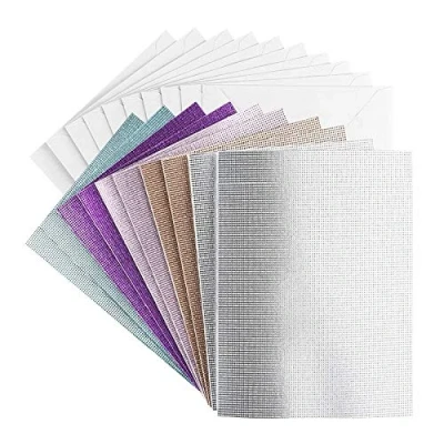 Afbeelding van Ideen mit Herz Wenskaartenset met enveloppen, 10 gekleurde kaarten, glitter linnenlook, blanco, neutraal, ideaal voor felicitaties verjaardagen, huwelijken (kleursortatie 2, DIN C6, 14,5 x 10,5 cm)