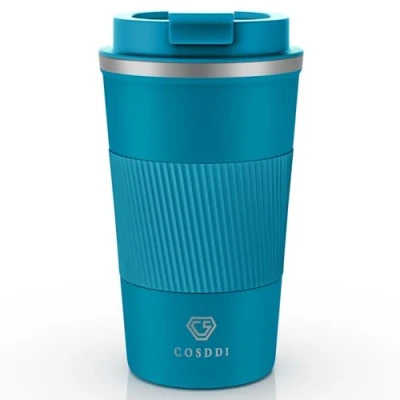 Afbeelding van CS COSDDI Thermosbeker, roestvrij staal, 510 ml, vacuüm, lekvrij, reisbeker met deksel, autobeker, dubbelwandig geïsoleerd voor koffie, water en thee, koffie to go beker