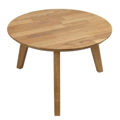 Afbeelding van Kleine salontafel eiken 50 x 35 cm minimalistische ronde bijzettafel hout nachtkastje op houten poten tafel woonkamertafel