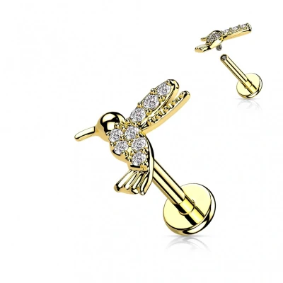 Afbeelding van CZ Paved Hummingbird goud kleur 1.2X8