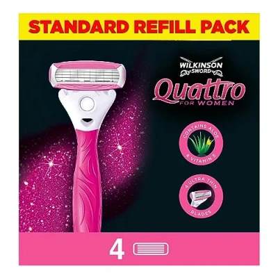 Afbeelding van Wilkinson Sword Quattro voor damesmessen, papaya en parel 4 Stuk