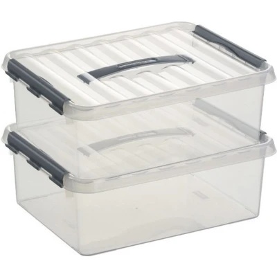 Afbeelding van 2x Kunststof stapelbare opbergbak 12 liter 40 x 30 14 cm Opbergbox