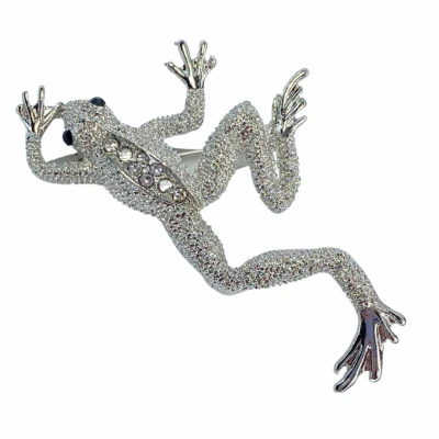 Afbeelding van Broche Kikker Strass zilverkleur speld Charme Bijoux
