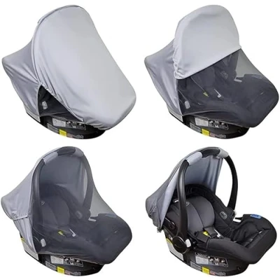 Afbeelding van Dooky Hoody 3 in 1 afdekking voor babyzitje met uv bescherming, universele zonwering, insectenbescherming en sluimerafdekking, zonwering babyzitjes, kinderwagen