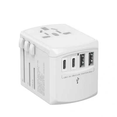 Afbeelding van Tripper ADAPTATOR Internationale Reislader, Xoopar White 15W Universele Sneladapter 150+ Landen Alles in één met 2 USB Type A en C 120/220V