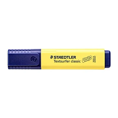 Afbeelding van STAEDTLER 364 C 100 Textsurfer Classic Pastel Markeerstiften, hoge kwaliteit, Made in Germany, met grote inktvoorraad voor extra lange markeerprestaties), doos 10 stuks, zonnegeel