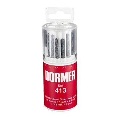 Afbeelding van Dormer A191413 HSS Hoge snelheid Staal Jobber Boor Beetjes met 118 Graden Standaardpunt, Set van 13
