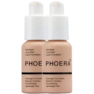 Afbeelding van Glamza Phoera foundation volledige dekking make up set 24 uur langdurige olie controle zachte gladde matte vlekkeloze concealer crème Inc x2 30ml &amp; siliconen blender spons (103 warme