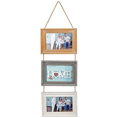 Afbeelding van ZEP Houten 3 luik / multi fotolijst Lavigny bruin grijs wit voor foto&quot;;s 10x15 (afmeting 19 x 61 cm) TY3846