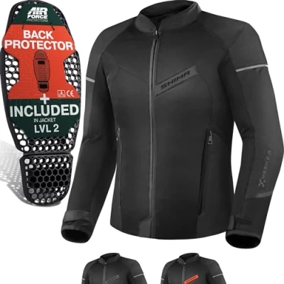Afbeelding van SHIMA X mesh AIRFORCE Motorjas voor heren, rugbescherming, motorjas, geventileerd, zomer, uitrusting, motorjack (heren, zwart, M)