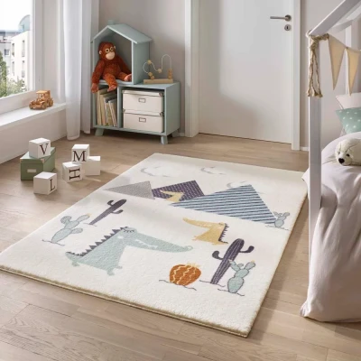 Afbeelding van Zacht Vloerkleed Kinderkamer Dino Crème/multi 160x230 Cm