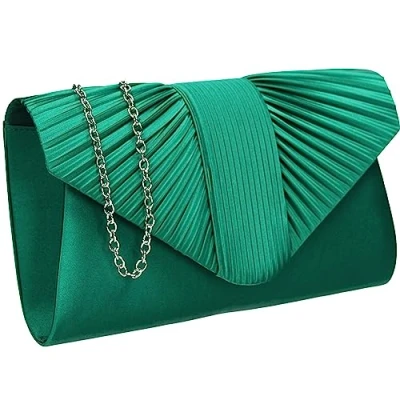 Afbeelding van SwankySwans Sophie Dames Satijn Party Prom Bruiloft Avond Clutch Bag Portemonnee, Groen