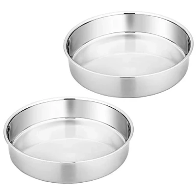 Afbeelding van Homikit Bakvorm, roestvrij staal, rond, bakvormen, set van 2, Ø 20 cm, gezond en niet giftig, hoogglans gepolijst, gemakkelijk te reinigen vaatwasmachinebestendig