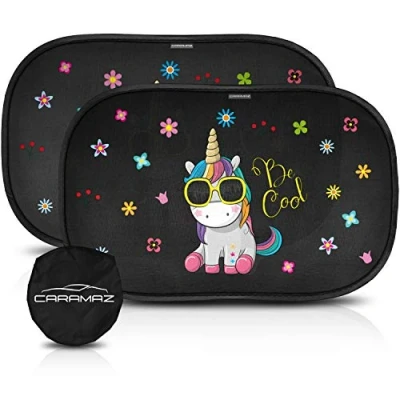 Afbeelding van CARAMAZ zonwering auto baby gecertificeerd met UV bescherming Opti Dark zuignap zijruit autoruit kinderen verduistering 48x30cm, 2 stuks