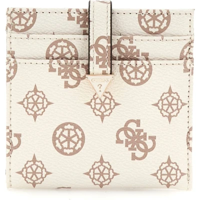 Afbeelding van Guess Laurel SLG Tab Card Case Dames Portemonnee Cream Logo One Size