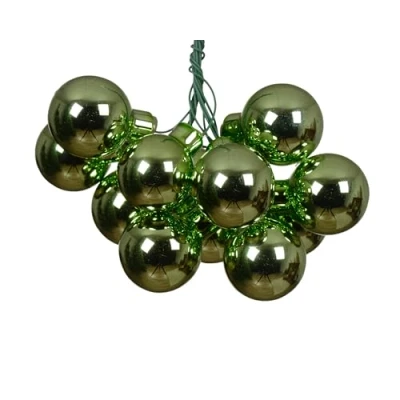 Afbeelding van Kaemingk Kerstballen aan draad glas 2 cm x 12 stuks spiegelbessen glanzend kleine decoratieve ballen kerstboomversiering en kerstdecoratie groene thee