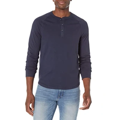Afbeelding van Amazon Essentials Men&#039;s Henley shirt met lange mouwen en slanke pasvorm, Marineblauw, L